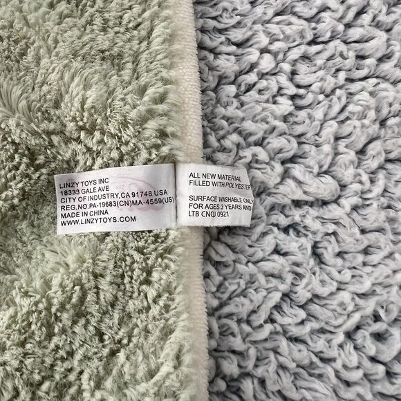 Linzy Dinosaur Baby Lovey Plush Rattle Green Mint Security Blanket Rhino 14" - Picture 9 of 10